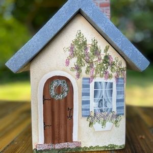 Charming Cottage Artisan wood tissue holder Unique!